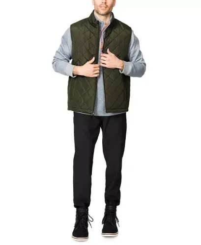 Men's Diamond Quilted Heritage Vest, Created for Modazone - Loden - 7