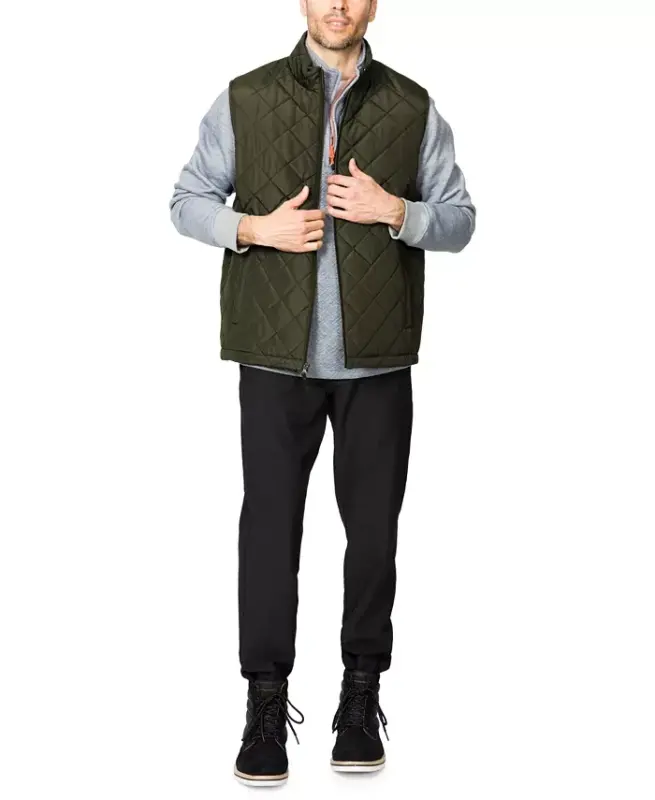 Men's Diamond Quilted Heritage Vest, Created for Modazone - Loden - 7