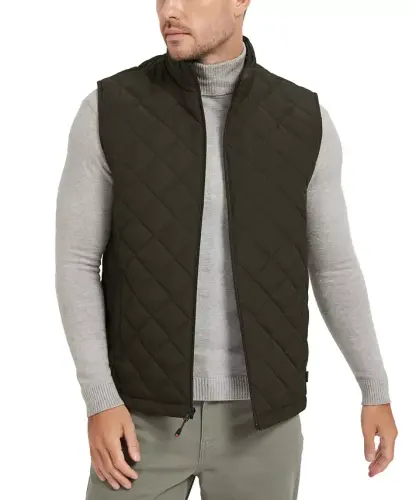 Men's Diamond Quilted Heritage Vest, Created for Modazone - Loden - 8
