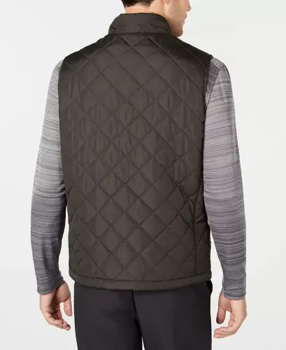 Men's Diamond Quilted Heritage Vest, Created for Modazone - Loden - HAWKE & CO. (1)
