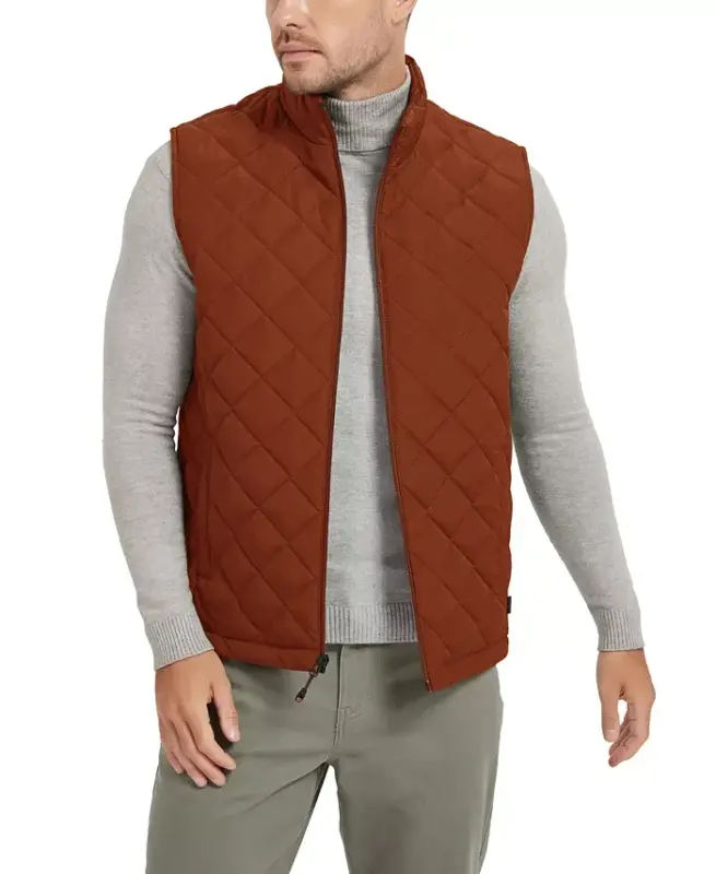Men's Diamond Quilted Heritage Vest, Created for Modazone - Potters Clay - HAWKE & CO.