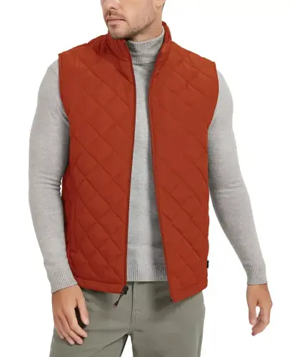 Men's Diamond Quilted Heritage Vest, Created for Modazone - Princeton Orange 