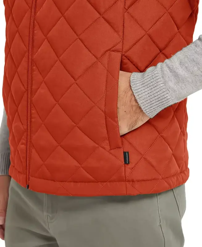 Men's Diamond Quilted Heritage Vest, Created for Modazone - Princeton Orange - 3
