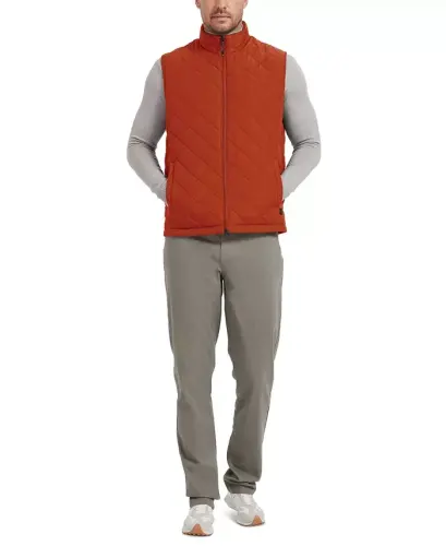 Men's Diamond Quilted Heritage Vest, Created for Modazone - Princeton Orange - 4