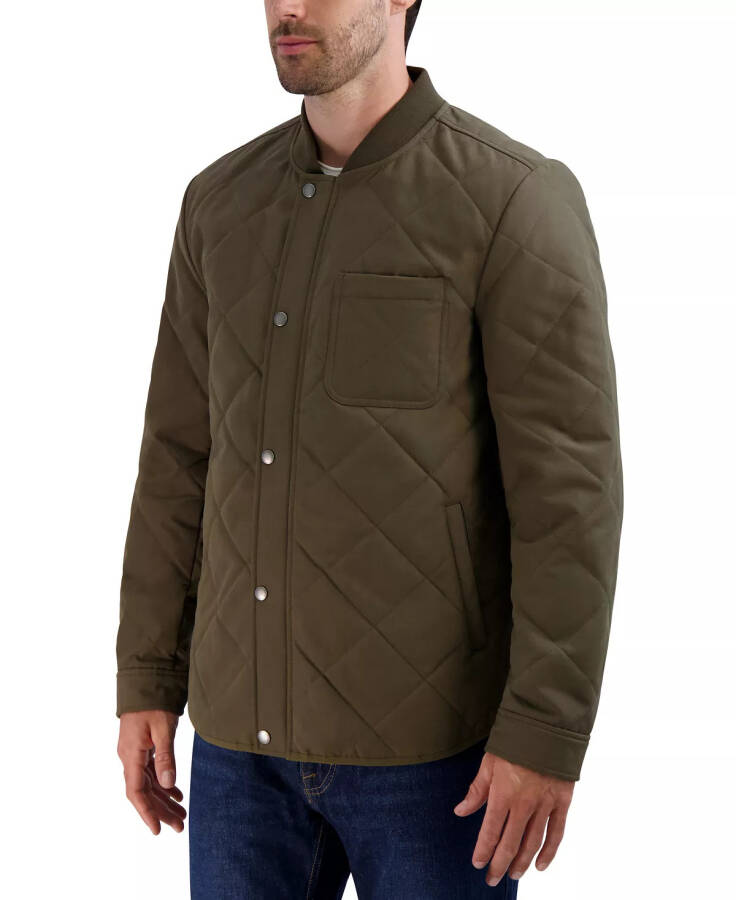 Men's Diamond Quilted Rain Jacket Olive - 1