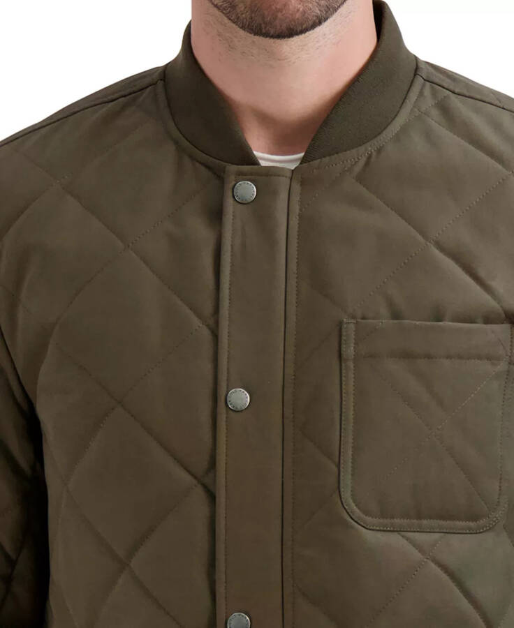 Men's Diamond Quilted Rain Jacket Olive - 3