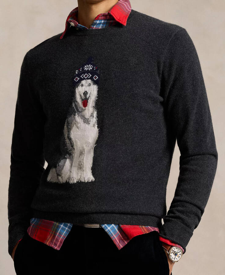 Men's Dog-Intarsia CasModazoneere Sweater Grey - 2