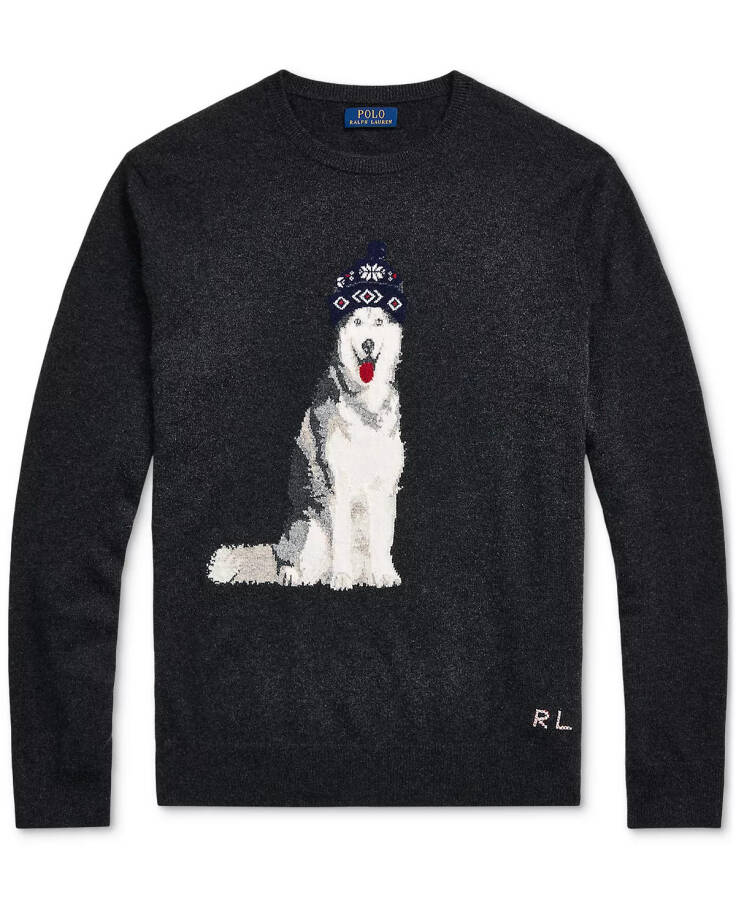 Men's Dog-Intarsia CasModazoneere Sweater Grey - 3