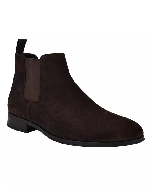 Men's Donto Slip-On Pointy Toe Dark Brown Suede Boots - 1