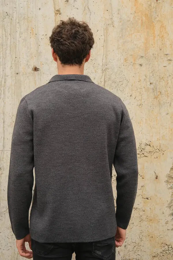 Men's Double Breasted Buttoned Pocket Knit Cardigan Anthracite 23w220 - 5