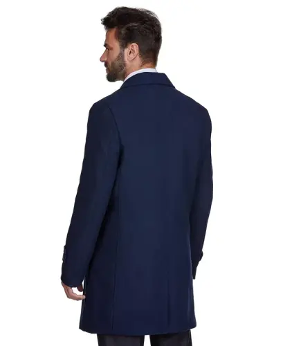 Men's Double Breasted Pea Coat Wool Blend Dress Peacoat - 3