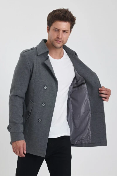 Men's double-breasted, slim fit, cashmere coat. - 9