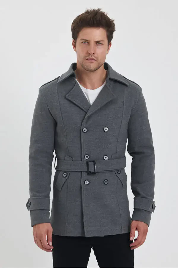 Men's double-breasted, slim fit, cashmere coat. - 10