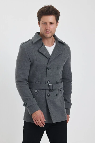 Men's double-breasted, slim fit, cashmere coat. - 11