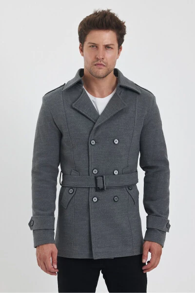 Men's double-breasted, slim fit, cashmere coat. - 3