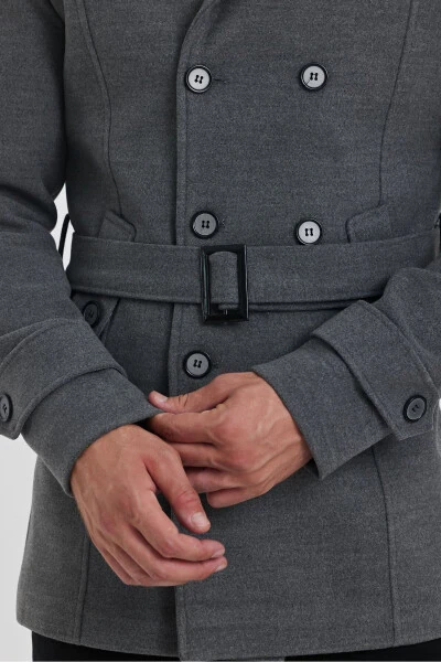 Men's double-breasted, slim fit, cashmere coat. - 5