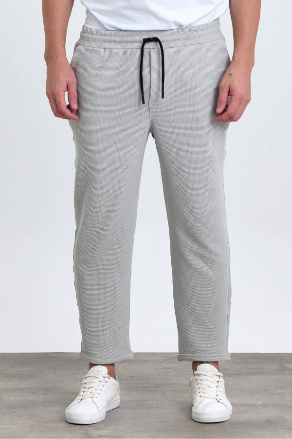 Men's Double Cuff Cotton Jogger Pants with Elastic and Drawstring Waist GREY - 1