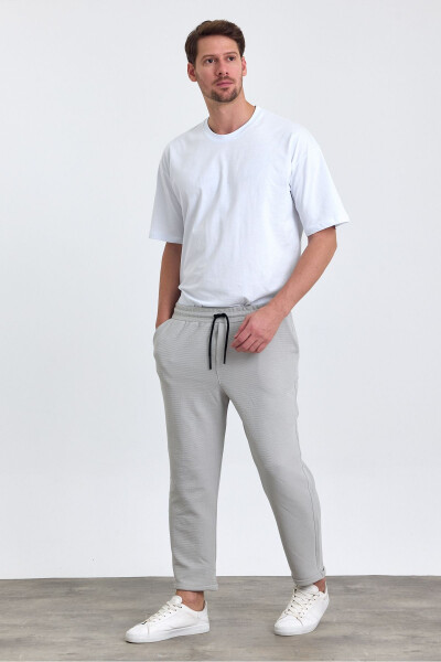 Men's Double Cuff Cotton Jogger Pants with Elastic and Drawstring Waist GREY - 7