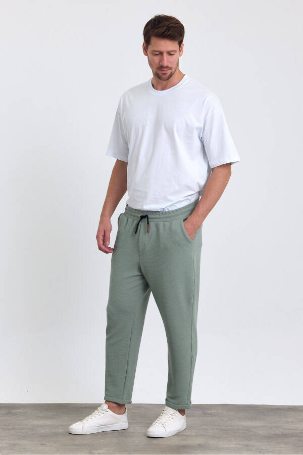 Men's Double Cuff Cotton Jogger Pants with Elastic and Drawstring Waistband ÇAĞLA - 6