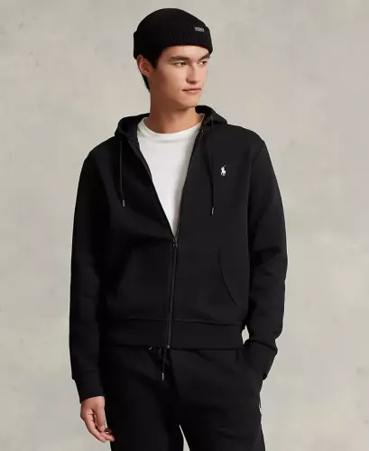 Men's Double-Knit Full-Zip Hoodie-Black 