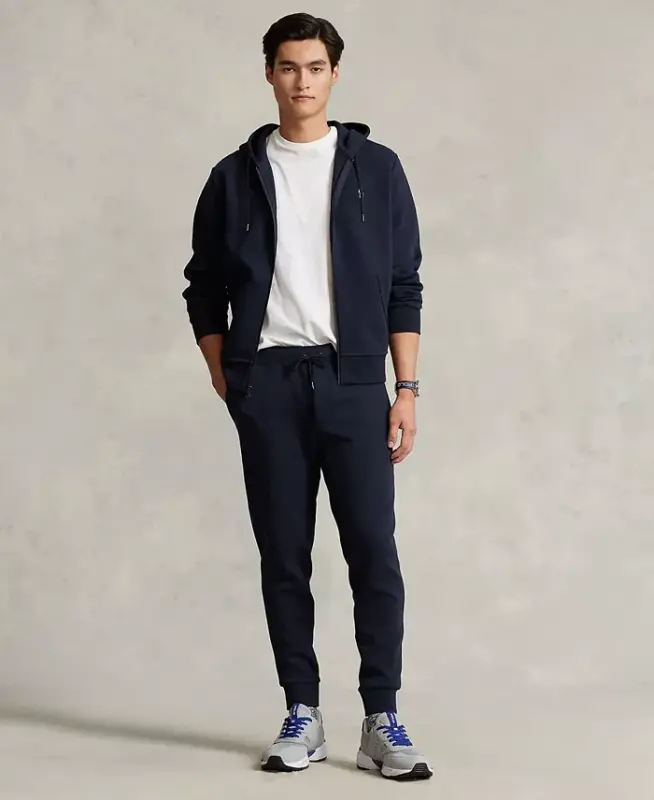 Men's Double-Knit Full-Zip Hoodie-Navy - 5