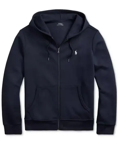 Men's Double-Knit Full-Zip Hoodie-Navy - 6
