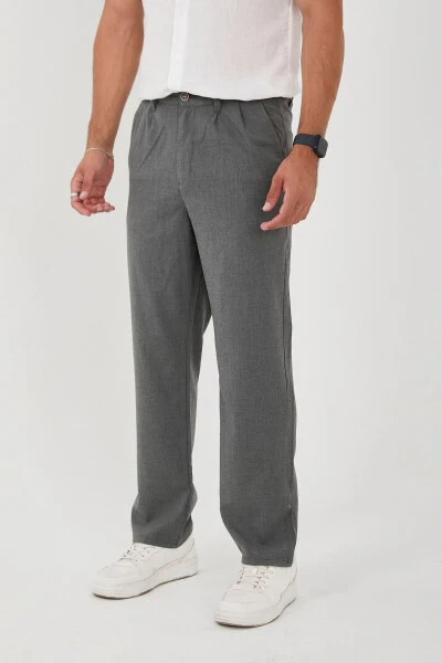 Men's Double Pleated Baggy Elastic Waist Quality Comfortable Fabric Trousers - BROCARD