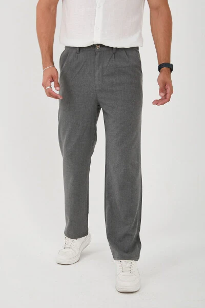 Men's Double Pleated Baggy Elastic Waist Quality Comfortable Fabric Trousers - BROCARD (1)