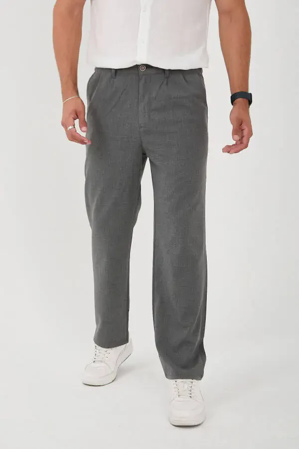 Men's Double Pleated Baggy Elastic Waist Quality Comfortable Fabric Trousers - 2