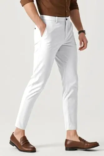 Mens Dress Pants Slim Fit Stretch Fashion Plaid Pant Skinny Leg - 3