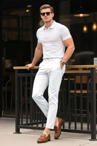 Mens Dress Pants Slim Fit Stretch Fashion Plaid Pant Skinny Leg - 5