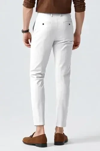 Mens Dress Pants Slim Fit Stretch Fashion Plaid Pant Skinny Leg - 4