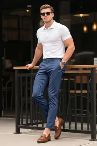 Mens Dress Pants Slim Fit Stretch Fashion Plaid Pant Skinny Leg - 6