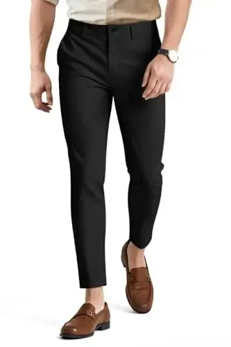 Mens Dress Pants Slim Fit Stretch Fashion Plaid Pant Skinny Leg - 3