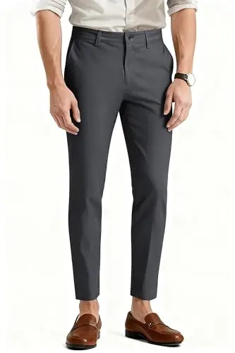 Mens Dress Pants Slim Fit Stretch Fashion Plaid Pant Skinny Leg - 2