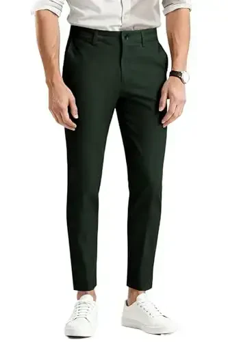 Mens Dress Pants Slim Fit Stretch Fashion Plaid Pant Skinny Leg - 1