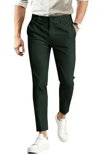 Mens Dress Pants Slim Fit Stretch Fashion Plaid Pant Skinny Leg - MENS (1)