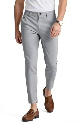 Mens Dress Pants Slim Fit Stretch Fashion Plaid Pant Skinny Leg - 6