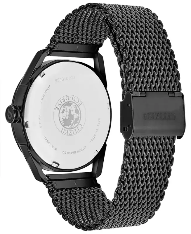 Men's Drive From Citizen Eco-Drive Black Mesh Stainless Steel Bracelet Watch 42mm-Black - 3