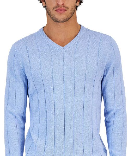 Men's Drop-Needle V-Neck Cotton Sweater, Created for Modazone Blue Yonder - 3