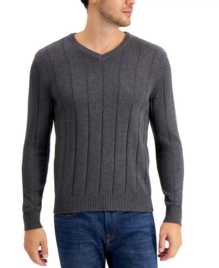 Men's Drop-Needle V-Neck Cotton Sweater, Created for Modazone -Think Pink - 1