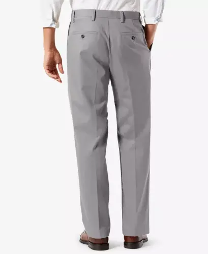 Men's Easy Classic Pleated Fit Khaki Stretch Pants - Burma Grey - 7