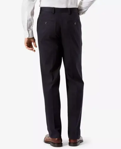 Men's Easy Classic Pleated Fit Khaki Stretch Pants-Dockers Navy - DOCKERS (1)