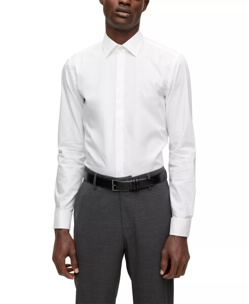 Men's Easy-Iron Stretch Cotton Slim-Fit Dress Shirt White - 1