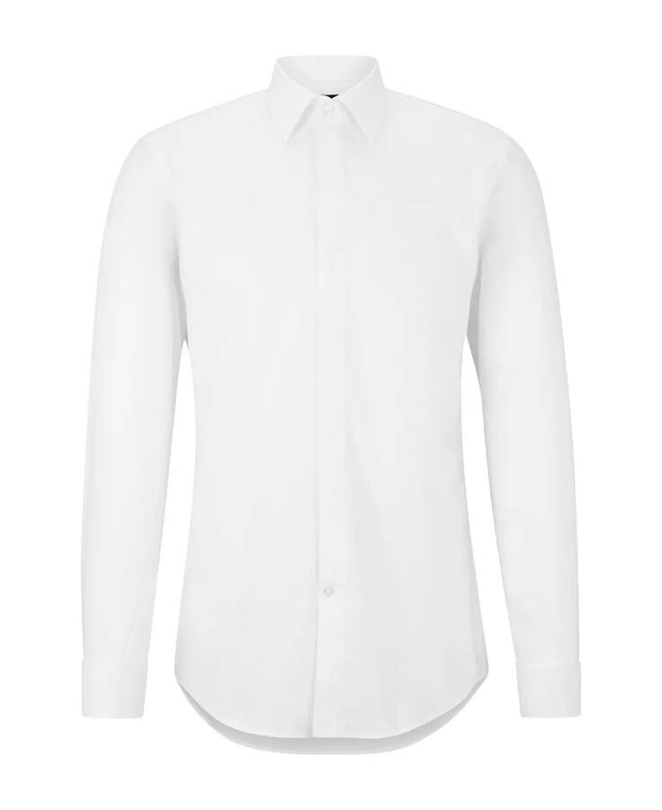 Men's Easy-Iron Stretch Cotton Slim-Fit Dress Shirt White - 3