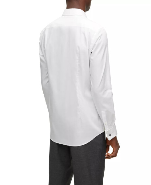 Men's Easy-Iron Stretch Cotton Slim-Fit Dress Shirt White - 4