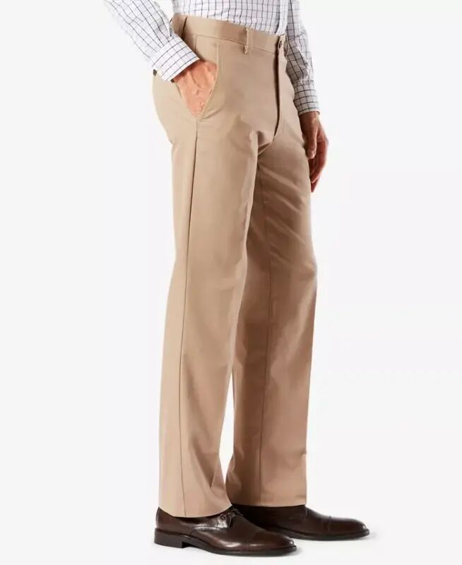 Men's Easy Straight Fit Khaki Stretch Pants - 3