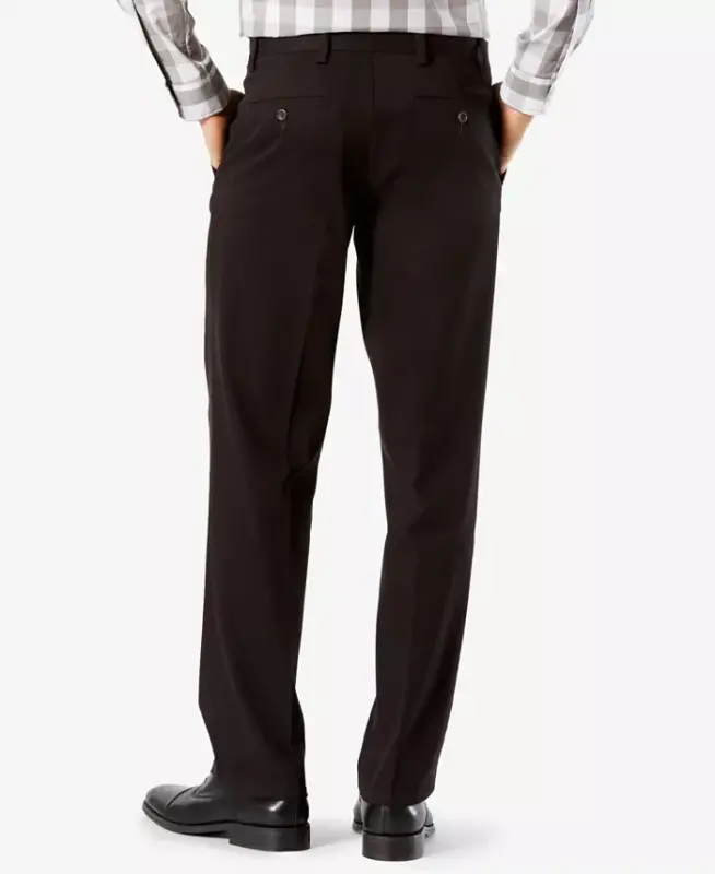 Men's Easy Straight Fit Khaki Stretch Pants-Black - 2
