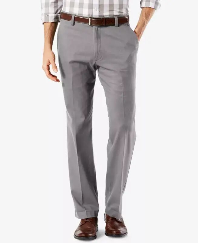 Men's Easy Straight Fit Khaki Stretch Pants-Burma Grey - 1
