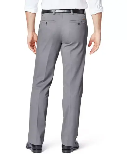 Men's Easy Straight Fit Khaki Stretch Pants-Burma Grey - 4